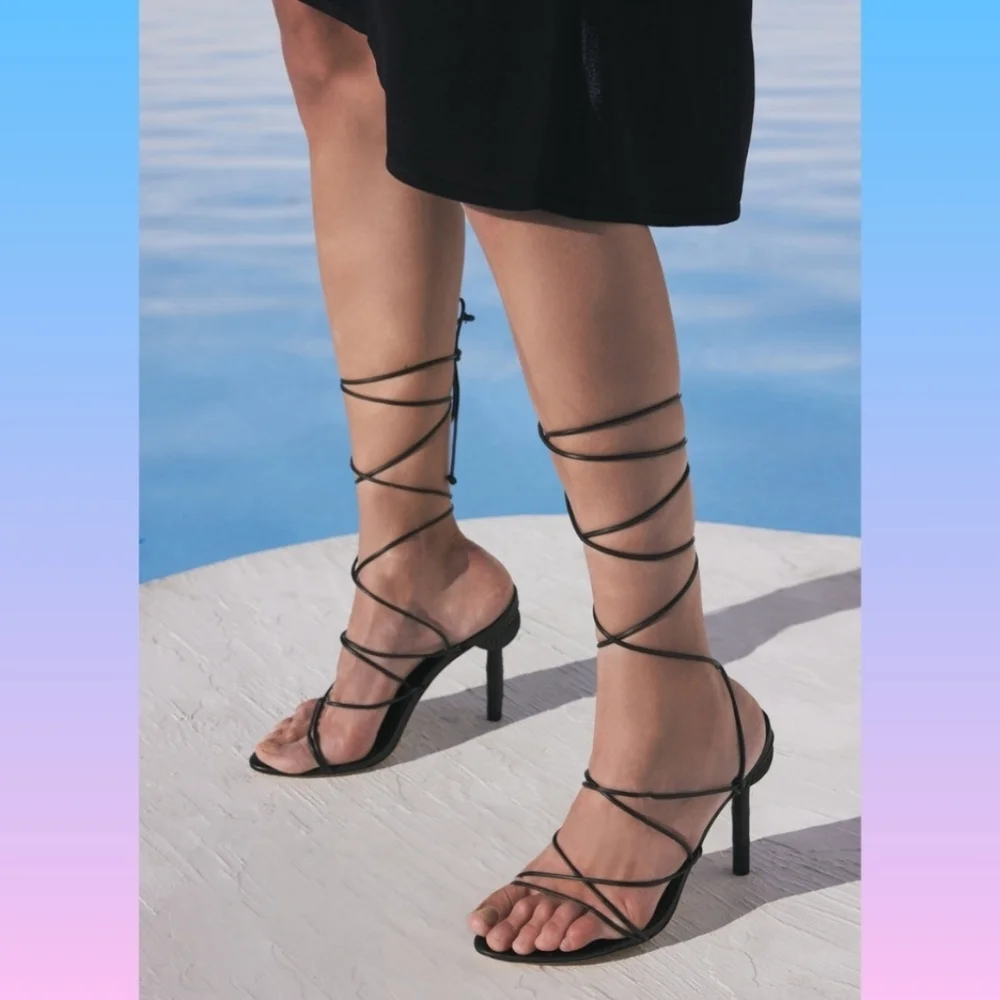 Cult Gaia Soleil Lace Up High Heel Sandals